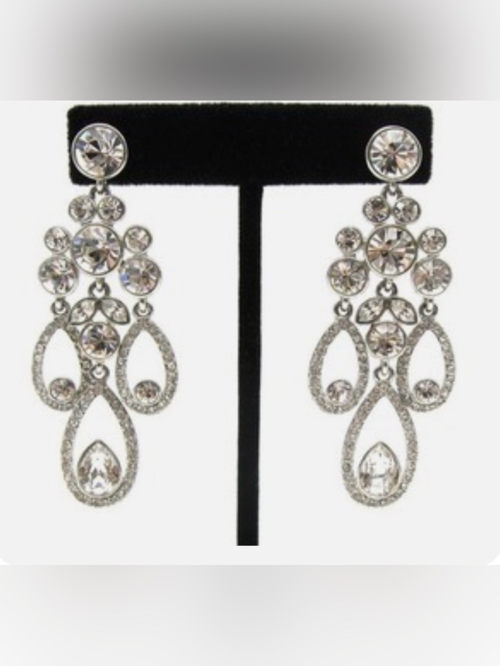 Givenchy Stunning Silver Crystal Chandelier Drop Earrings
